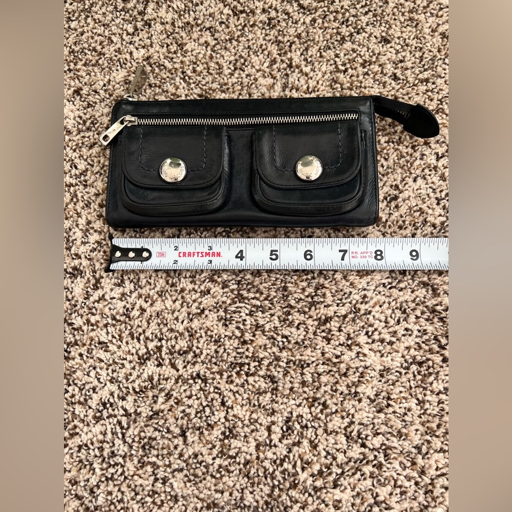 Vintage Rare Marc Jacobs Black Leather Zip Wallet